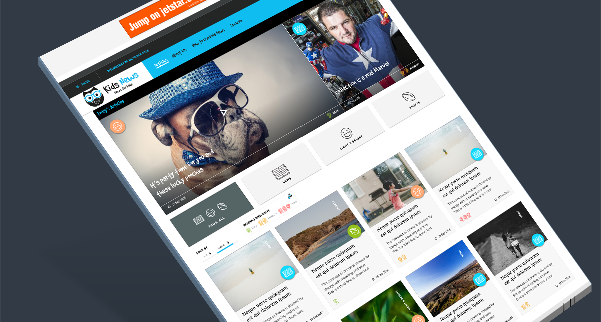 Kids News Homepage Mock