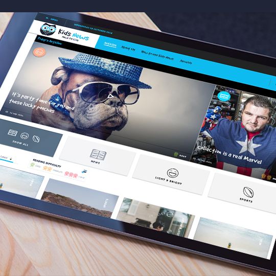 Kids News Website laptop screen mock