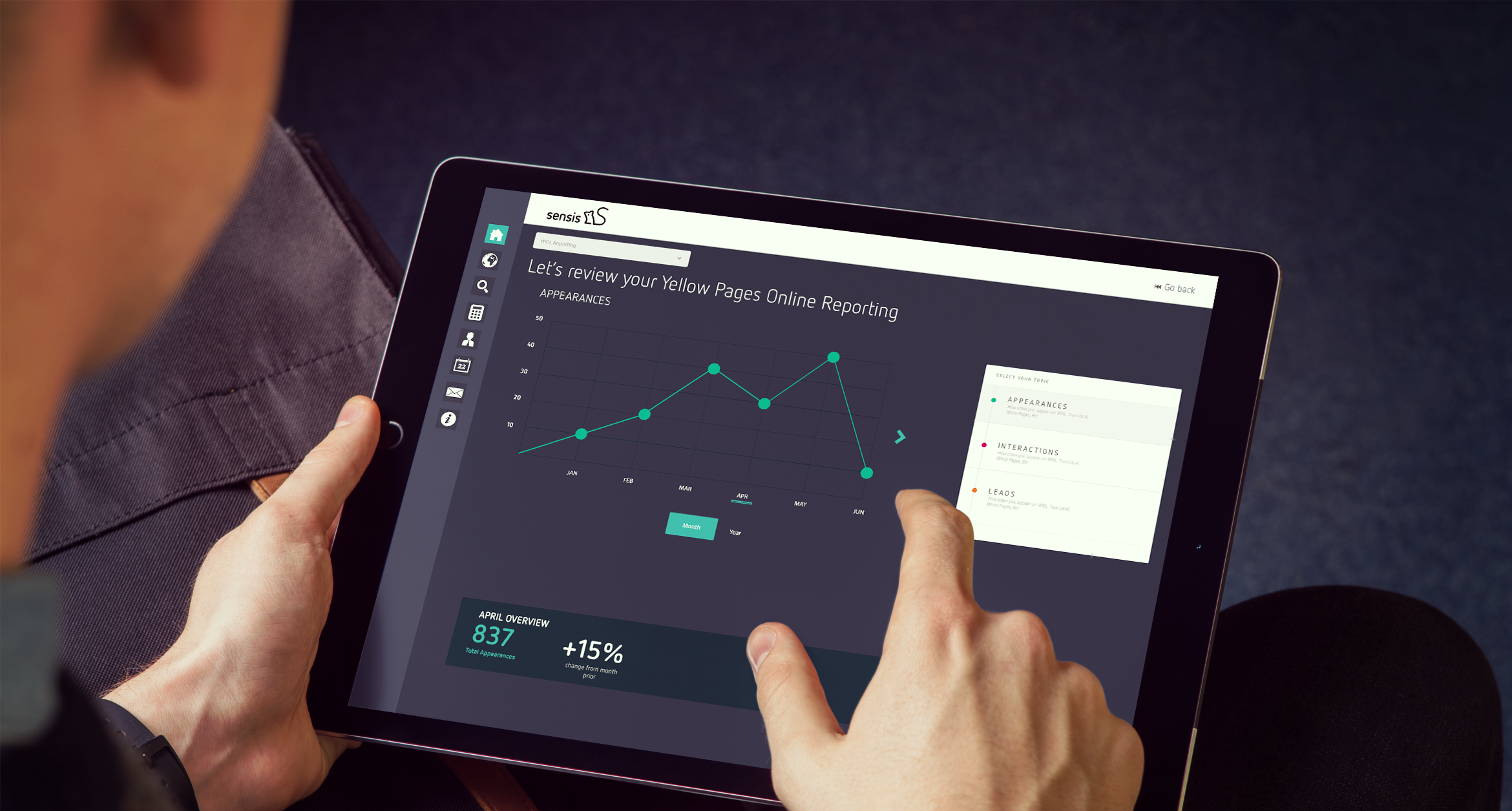 sensis app on a tablet